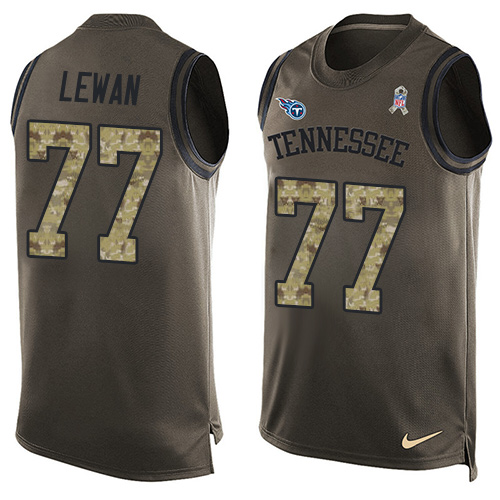 Men's Limited Taylor Lewan Nike Jersey Green - #77 Salute to Service Tank Top NFL Tennessee Titans